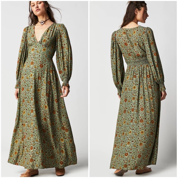 Spell Dresses & Skirts - Spell x Free People Lady Untamed Gown XXL Long Sleeve V-Neck Maxi Dress Floral